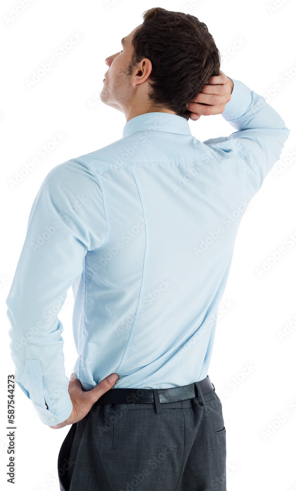 Thinking businessman with hand on head Thinking businessman with hand on head
