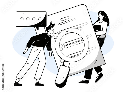 Job Interview People Flat Vector Concept Operation Hand Drawn Illustration
