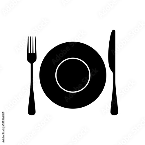 Spoon, forks, knife, plate isolated vector icon ilustration