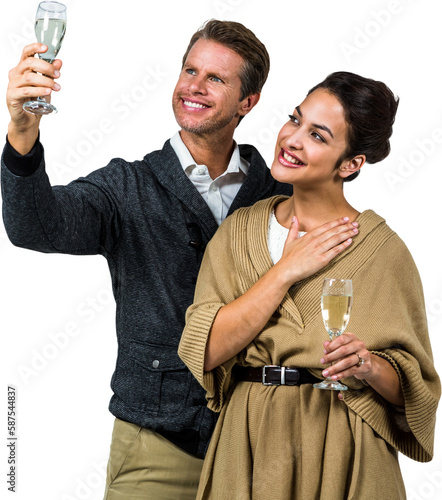 Cheerful couple with champagne flute