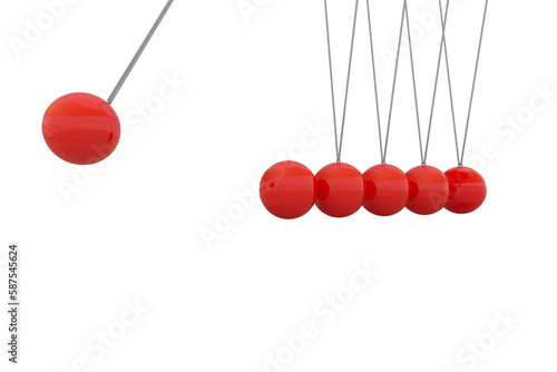 Red Newtons Cradle in motion