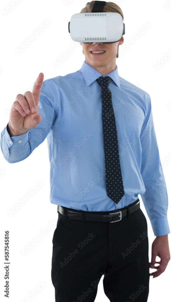 Young businessman gesturing using wearable computer Young businessman gesturing using wearable computer