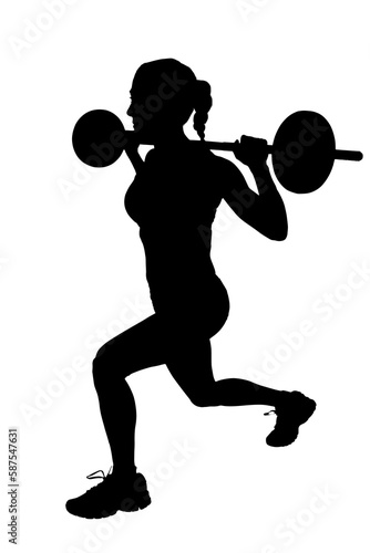 Woman exercising with barbells