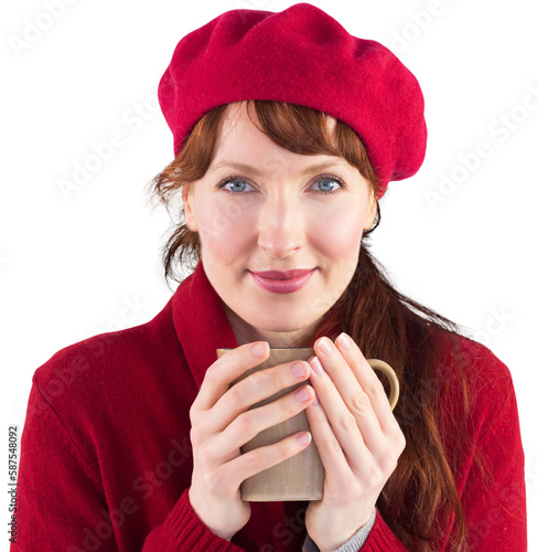 Woman holding a warm cup