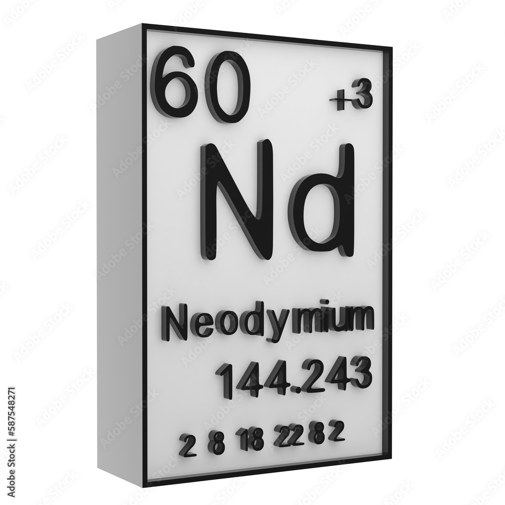 Neodymium,Phosphorus on the periodic table of the elements on white blackground,history of chemical elements, represents the atomic number and symbol.,3d rendering Neodymium,Phosphorus on the periodic table of the elements on white blackground,history of chemical elements, represents the atomic number and symbol.,3d rendering