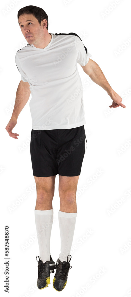 Football player in white jumping Football player in white jumping