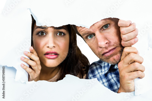Quadro em tela Portrait of fearful couple