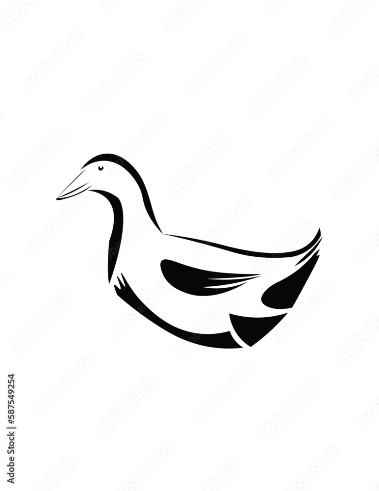 Obraz premium symbol of a black duck swimming on a white background