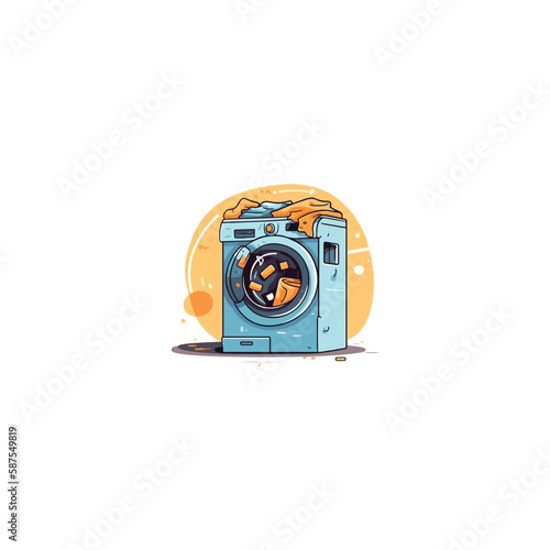 clothes washing machine with logo bubble vector
