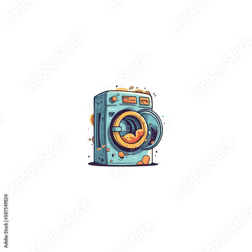 clothes washing machine with logo bubble vector
