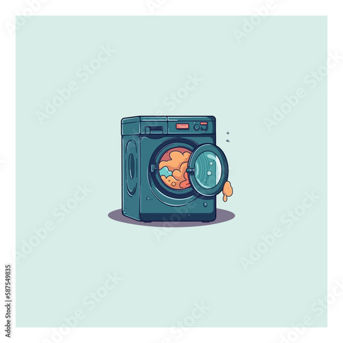 clothes washing machine with logo bubble vector