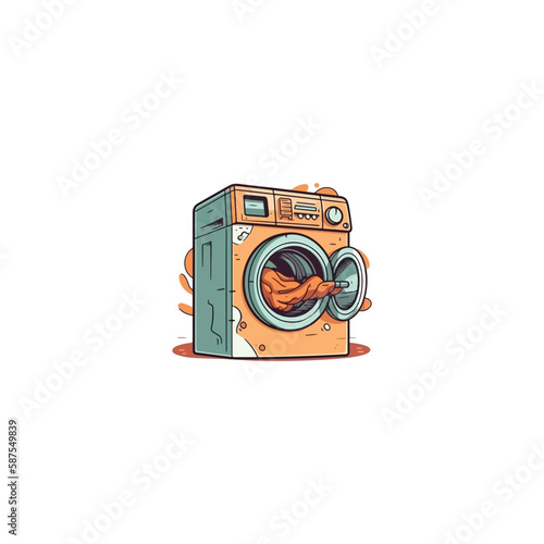 clothes washing machine with logo bubble vector