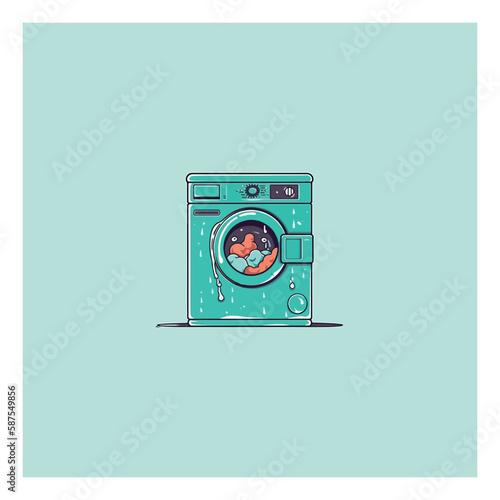 clothes washing machine with logo bubble vector