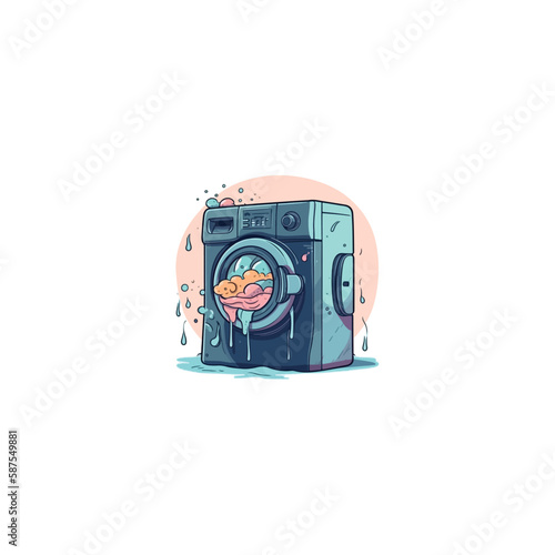 clothes washing machine with logo bubble vector