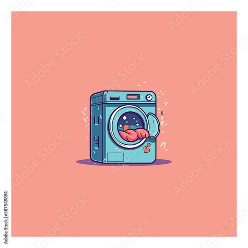 clothes washing machine with logo bubble vector