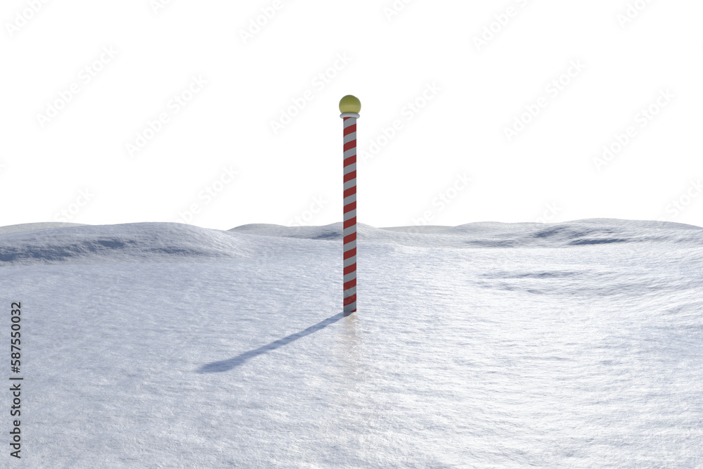 Digitally generated snowy landscape with pole Digitally generated snowy landscape with pole
