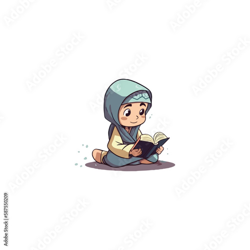 muslim kid reading quran logo