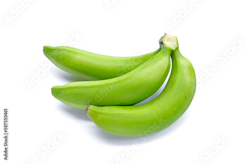 Green banana on white background