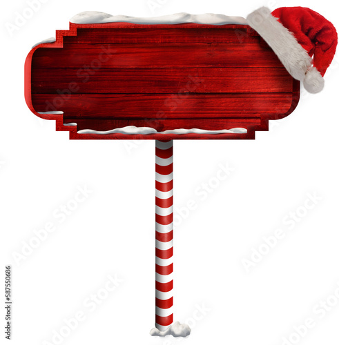 Santa hat on wooden frame