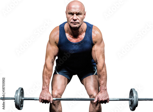 Portrait of muscular man exercising with crossfit