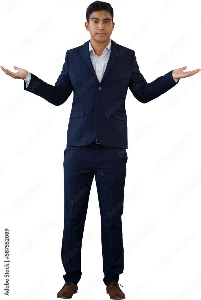 Portrait of young businessman gesturing Portrait of young businessman gesturing