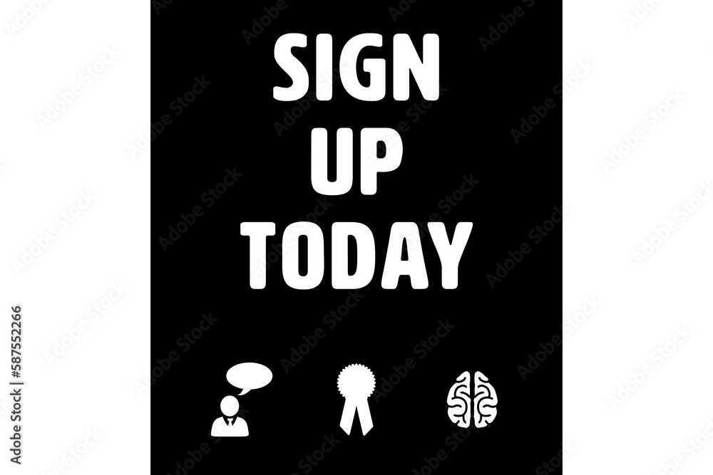 Digitally generated image of sign up today text and symbols Digitally generated image of sign up today text and symbols