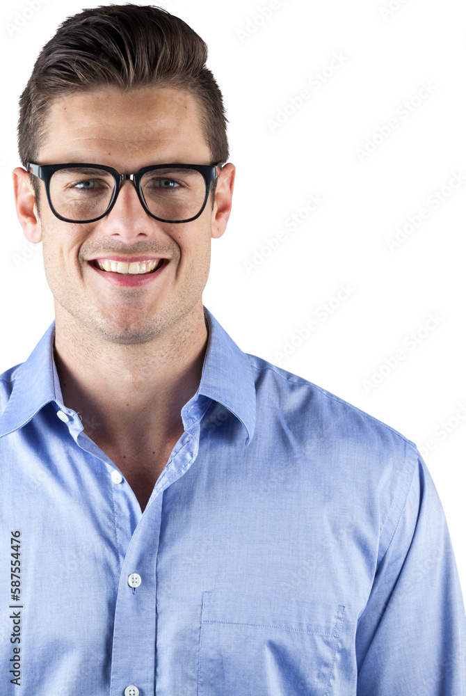 Portrait of smiling handsome man wearing eyeglasses