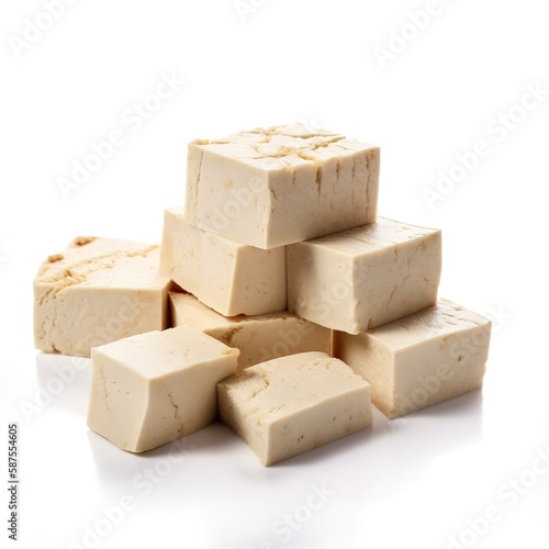 Slices of tofu delicious food isolated white background illustration with Generative AI