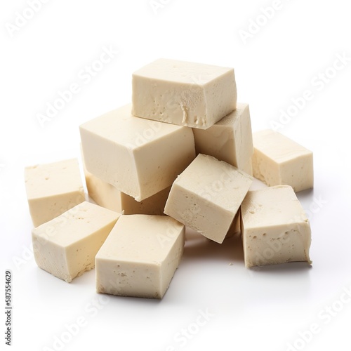 Slices of tofu delicious food isolated white background illustration with Generative AI