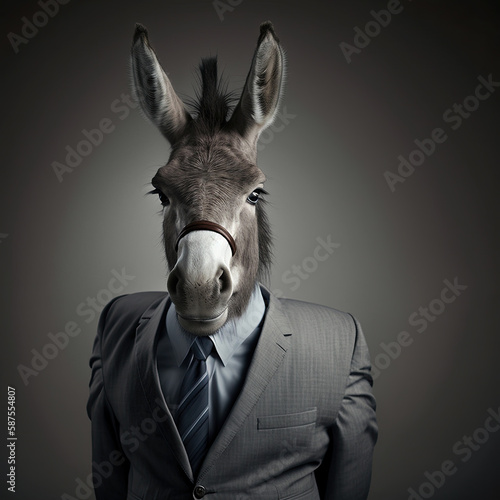 An Illustration of A Donkey in A Business Suit photo