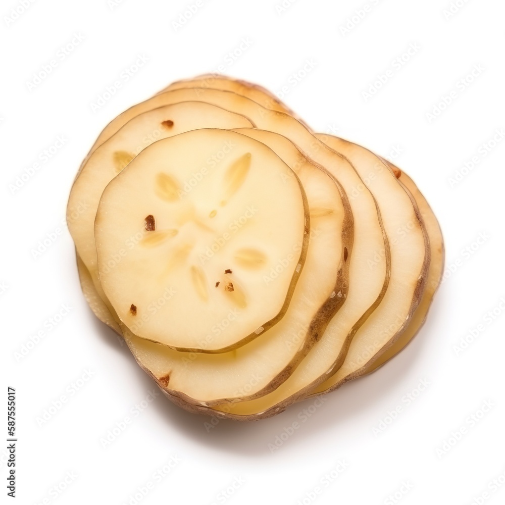 Slices of potato delicious food isolated white background illustration with Generative AI