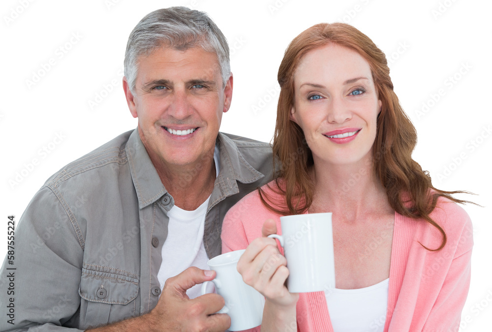 Casual couple having coffee together Casual couple having coffee together