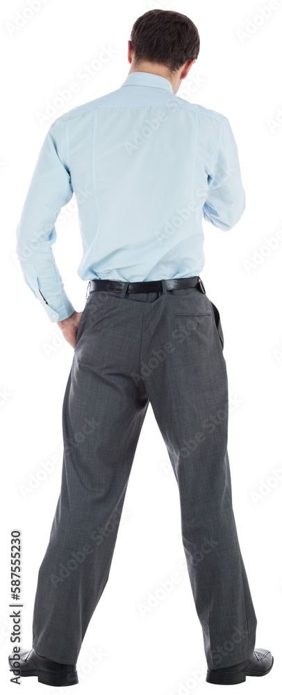 Thoughtful businessman with hand on chin Thoughtful businessman with hand on chin
