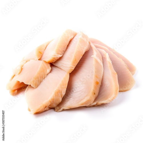 Slices of chicken delicious food isolated white background illustration with Generative AI