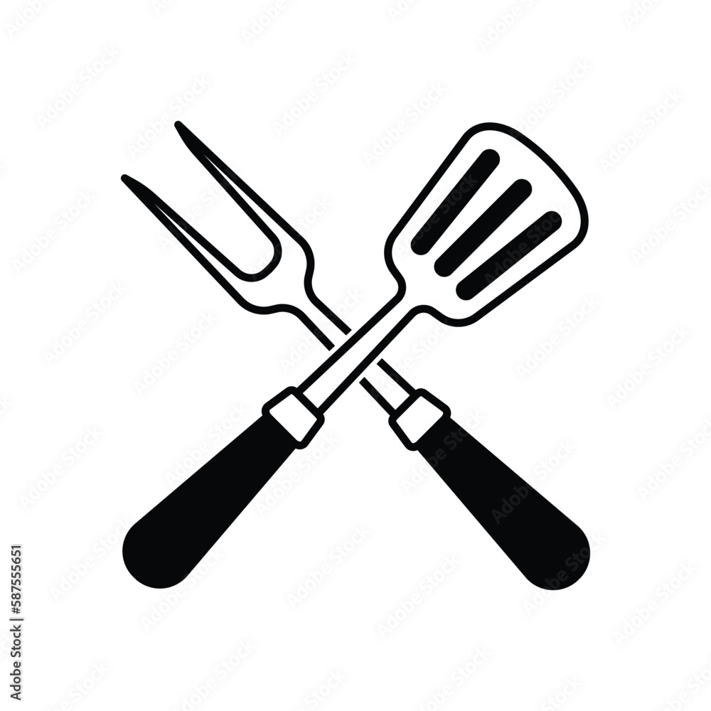 Barbecue fork, grill tools icon vector on trendy design Barbecue fork, grill tools icon vector on trendy design