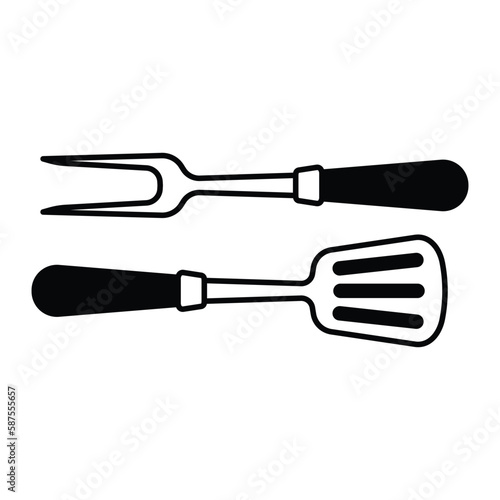 Barbecue fork, grill tools icon vector on trendy design