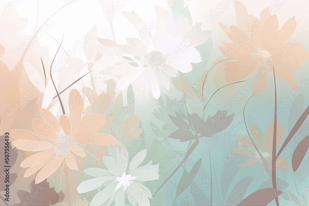 background image with abstract flowers a soft color palette for a calming effect Generative AI background image with abstract flowers a soft color palette for a calming effect Generative AI