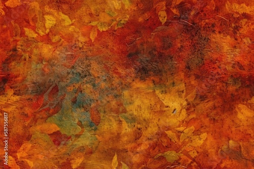 Autumn leaves in warm oranges and yellows. Generative AI