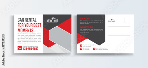 Car Rental business postcard or EDDM postcard design template, Corporate Business Postcard Template Design, Simple and Clean Modern Minimal Postcard Design.