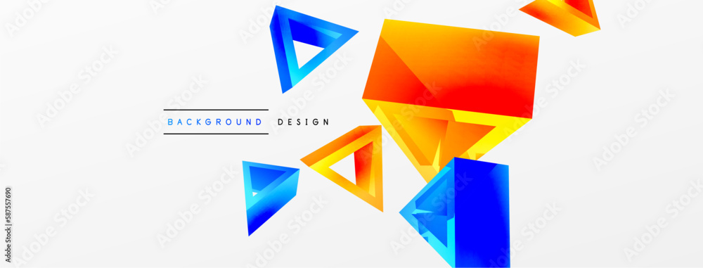Triangle abstract background. 3d vector basic shape technology or business concept composition. Trendy techno business template for wallpaper, banner, background or landing Triangle abstract background. 3d vector basic shape technology or business concept composition. Trendy techno business template for wallpaper, banner, background or landing