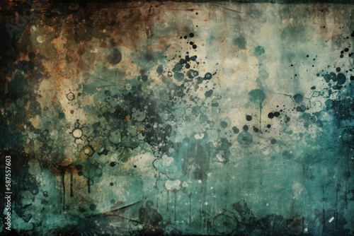 abstract painting with earthy green and brown tones. Generative AI