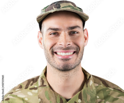 Close up of happy military man
