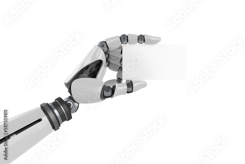 Digitally generated image of robot hand holding placard