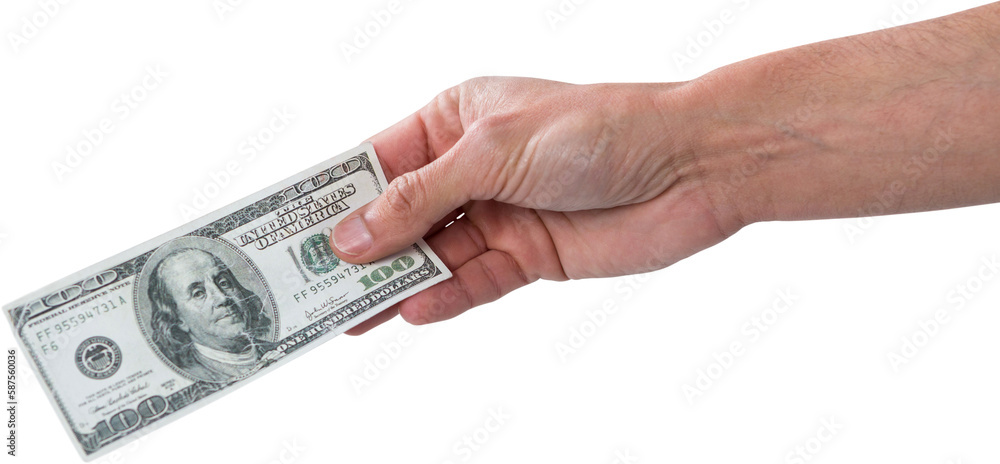 Cropped image of person holding paper currency Cropped image of person holding paper currency