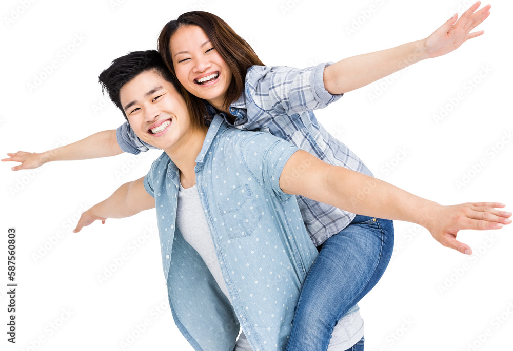 Portrait of happy couple with arms outstretched Portrait of happy couple with arms outstretched