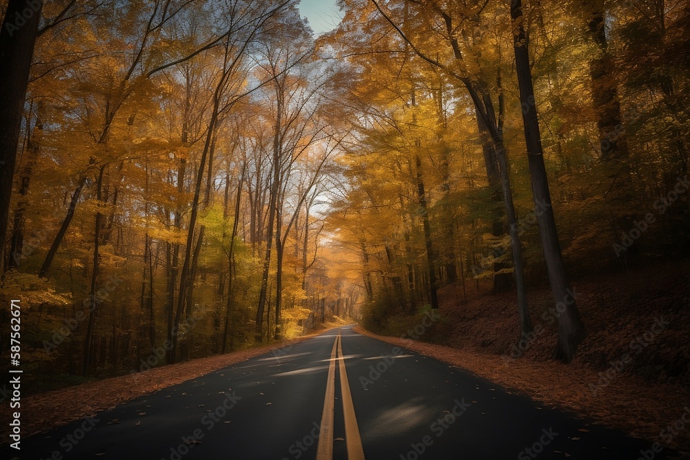 road in autumn forest