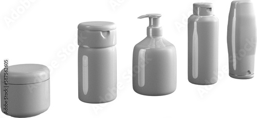 Various containers over white background