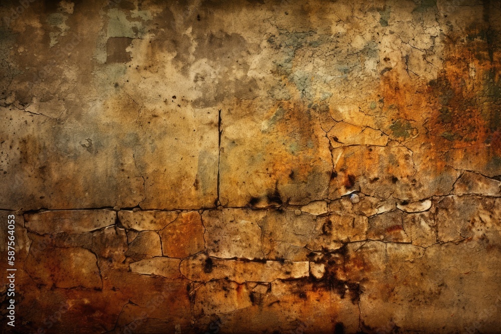 textured and weathered grungy wall with rust. Generative AI