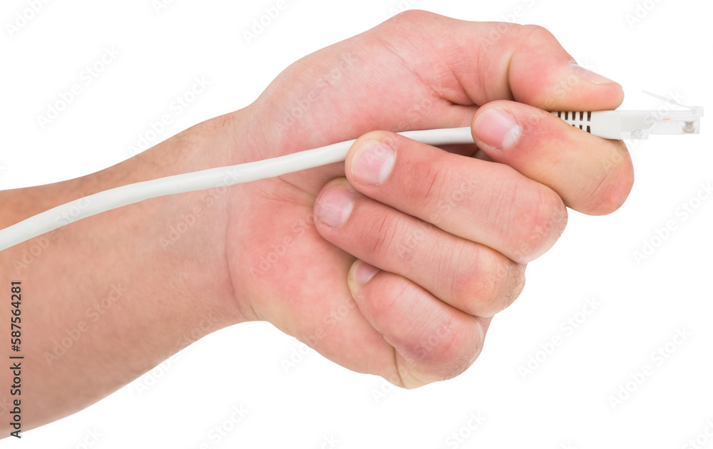 Cropped image of businessman holding cable Cropped image of businessman holding cable