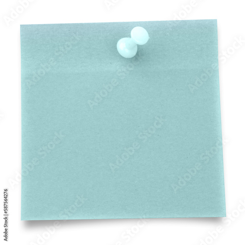 Turquoise sticky note with thumbtack